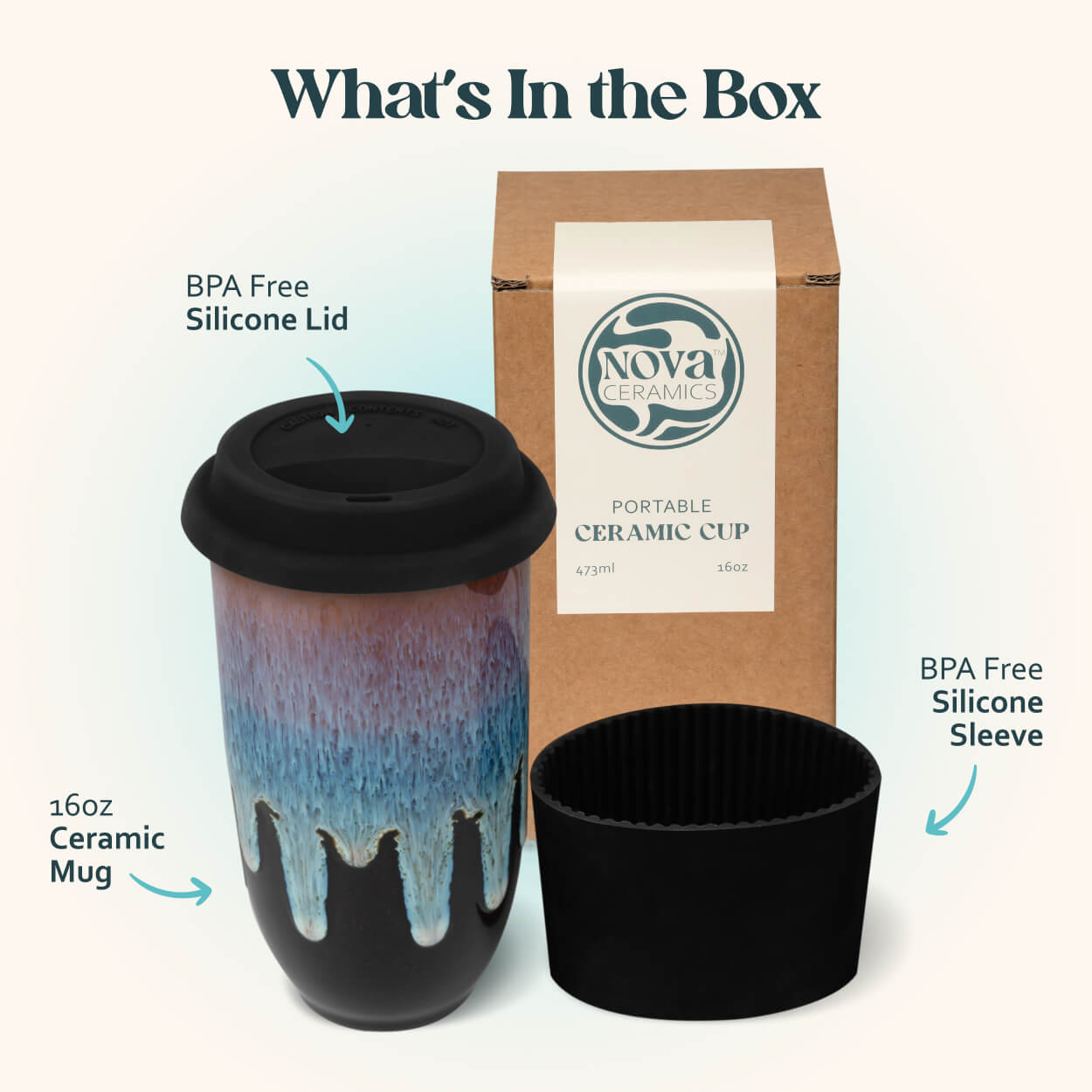 ceramic takeaway coffee cups Reusable Ceramic Travel Mug – 16oz Handmade Pottery Coffee Cup in Monsoon Blue Glaze