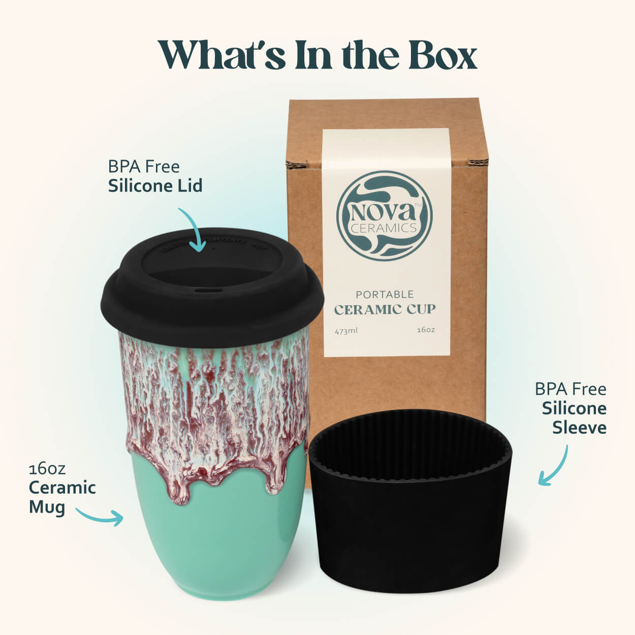 Nebula Cup 16oz with Lid & Band | Nova Ceramics
