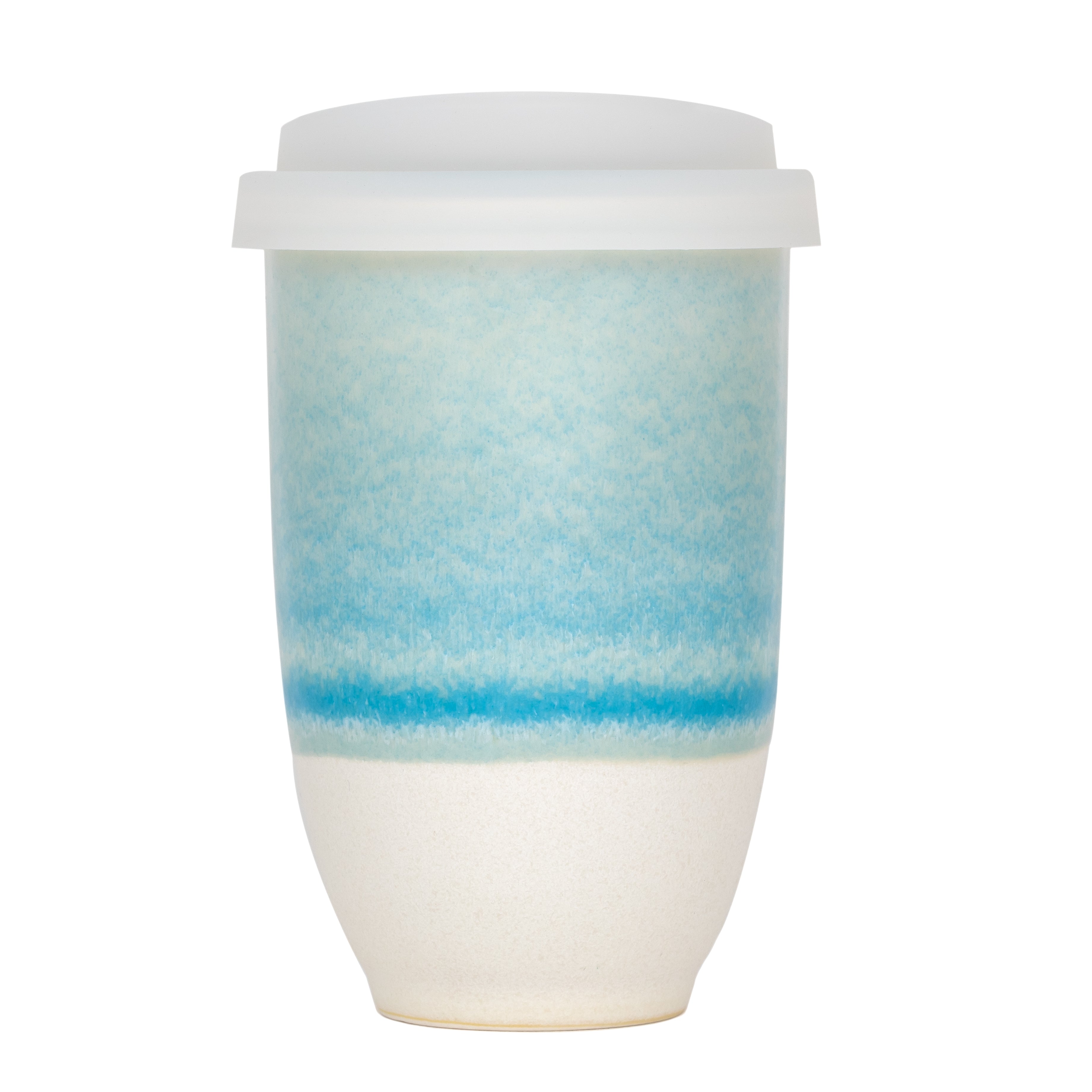 NOVA CERAMICS Reusable Coffee Cup, Ceramic Travel Mug with Lid, Portable  Coffee Cup, Unique to Go Mug, Aqua with Running Purple Glaze, 12oz, Nebula