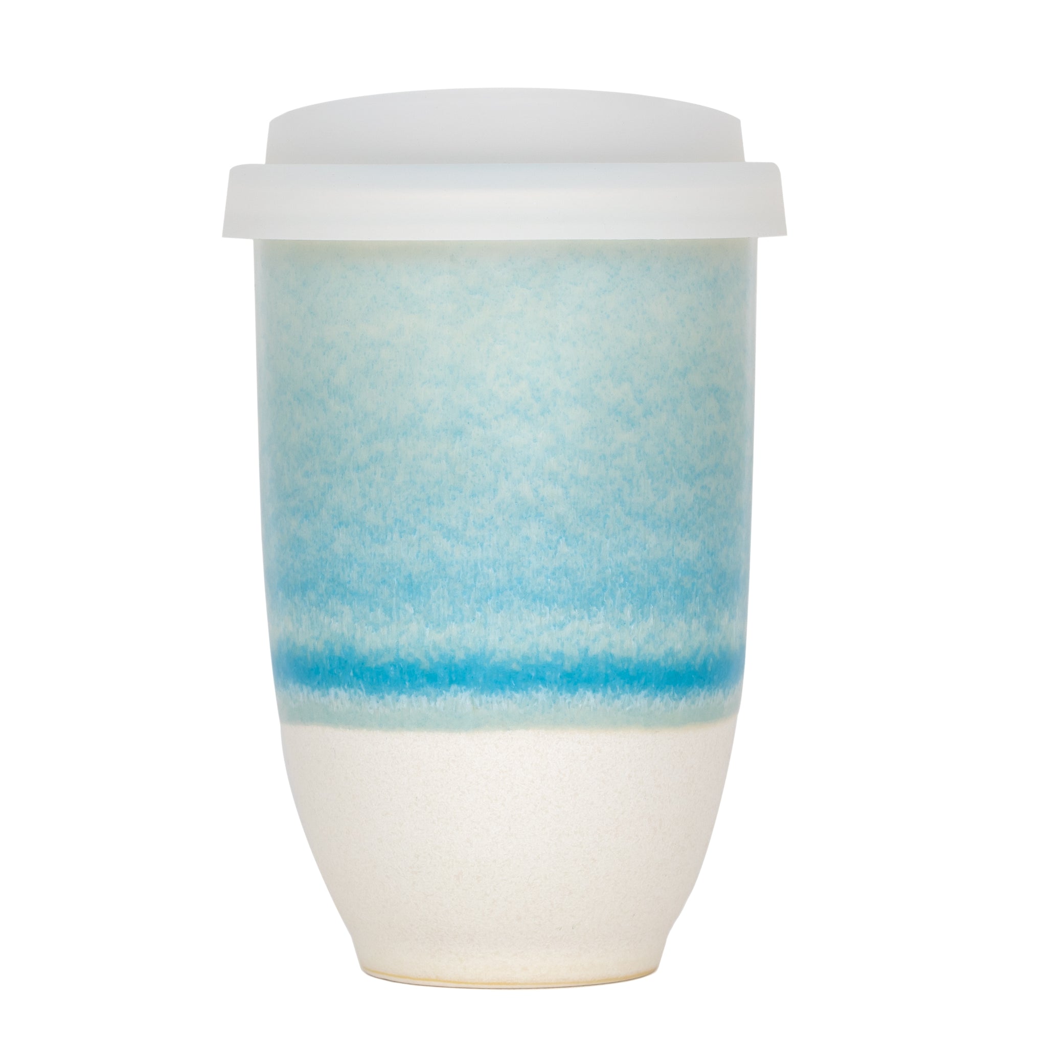 Reusable Ceramic Travel Mug  12oz Handmade Pottery Coffee Cup in Light Blue Glaze | Nova Ceramics